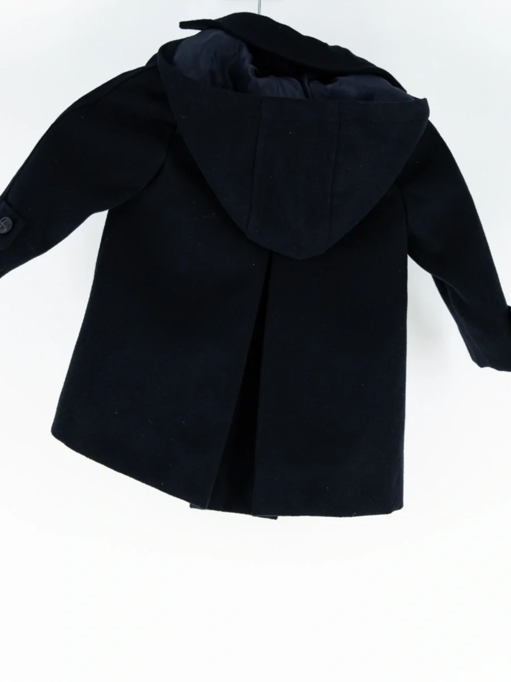 Baroni Firenze Made In Italy Kid's Felt Button Down Pea Coat Jacket Navy Blue